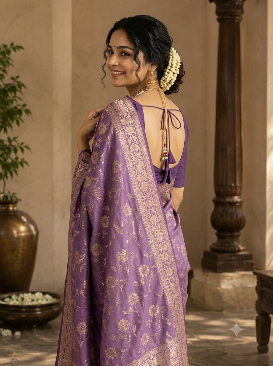 Violet Banarasi Silk Saree (Copy)